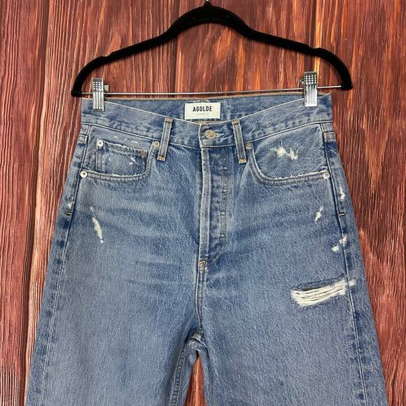 Agolde Womens Mid Rise 90s Jeans Loose Fit Distressed 100% Cotton Size 25 - Picture 6 of 10
